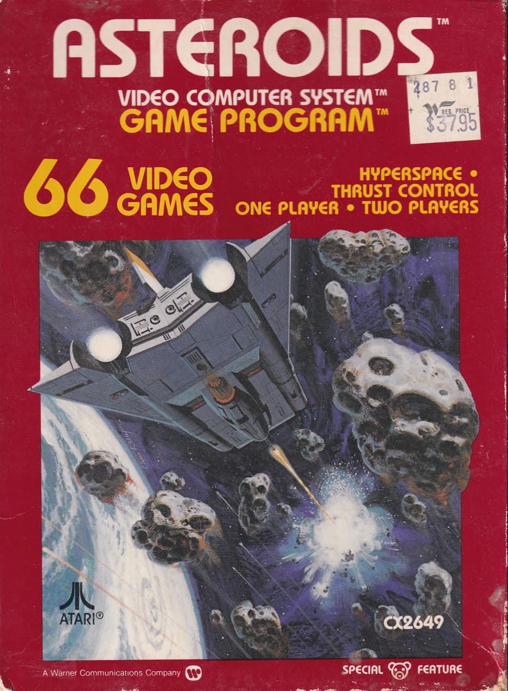 atari asteroids - Asteroids 66 Tm Video Computer System Tm 487 8 1 Game Program Video Tm Reg. Price $37.95 Hyperspace Thrust Control Games One Player Two Players Atari CX2649 A Warner Communications Company Special Feature